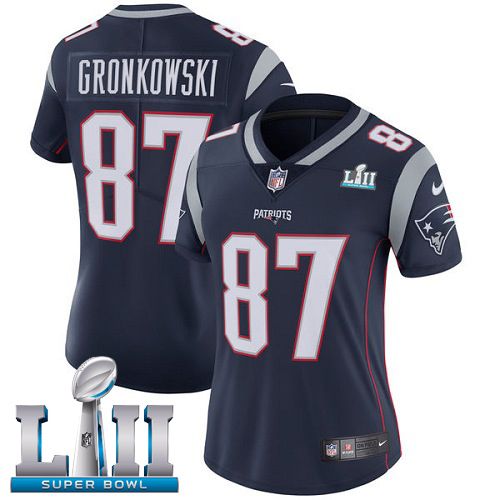 Women New England Patriots #87 Gronkowski Blue Limited 2018 Super Bowl NFL Jerseys